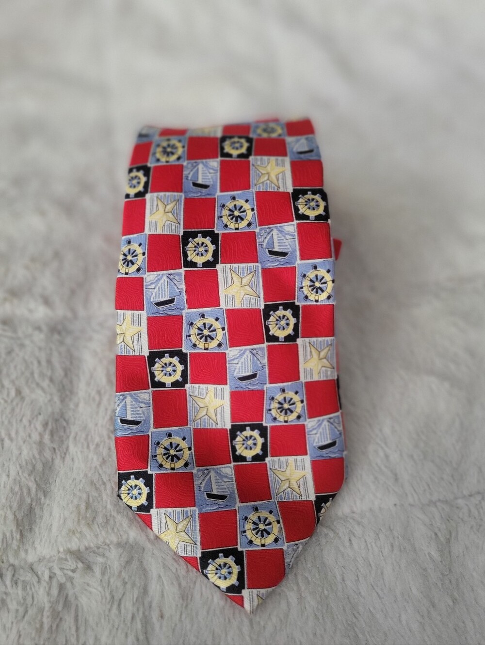 Men's Red Nautical Pattern Tie - Classic Dress Tie Lands End